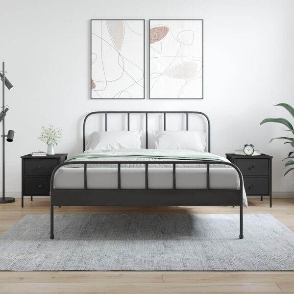 vidaXL Tables de chevet 2 pcs noir 40x42x50 cm bois d&rsquo;ing&eacute;nierie