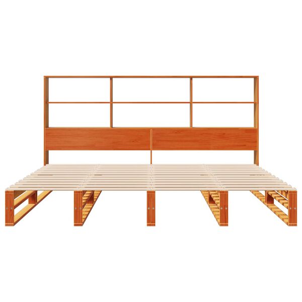 vidaXL Lit biblioth&egrave;que sans matelas cire marron 200x200cm bois massif