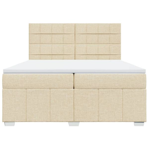 vidaXL Sommier &agrave; lattes de lit avec matelas Cr&egrave;me 200x200 cm Tissu