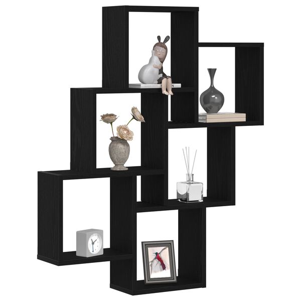 vidaXL &Eacute;tag&egrave;re Murale Ch&ecirc;ne noir 78 x 15 x 93 cm Bois d'ing&eacute;nierie