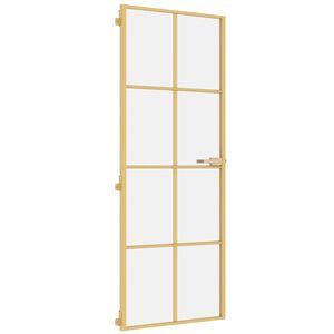 vidaXL Porte int&eacute;rieure mince dor&eacute; 76x201,5 cm verre tremp&eacute; aluminium