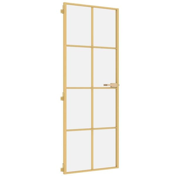 vidaXL Porte int&eacute;rieure mince dor&eacute; 76x201,5 cm verre tremp&eacute; aluminium