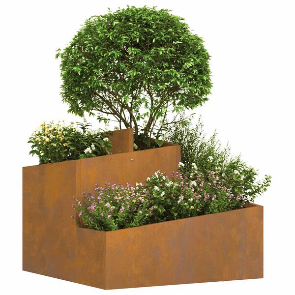 vidaXL Cache-pot de jardin Marron 60 x 60 x 50 cm Acier patin&eacute;
