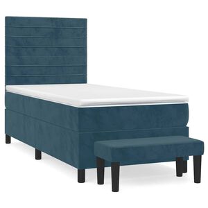 vidaXL Sommier &agrave; lattes de lit avec matelas Bleu fonc&eacute; 90x200 cm