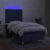 vidaXL Sommier &agrave; lattes de lit et matelas et LED Bleu 90x190 cm Tissu