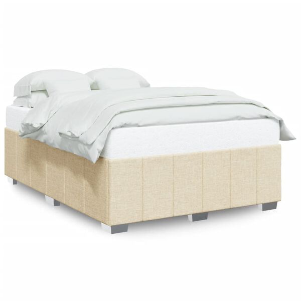 vidaXL Cadre de lit sans matelas cr&egrave;me 160x200 cm tissu