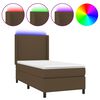 vidaXL Sommier &agrave; lattes de lit matelas LED Marron fonc&eacute; 90x200cm Tissu