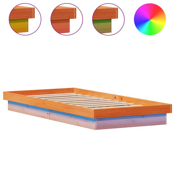 vidaXL Cadre de lit à LED sans matelas 90x190 cm bois massif