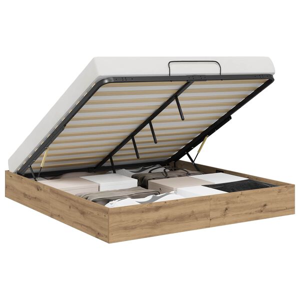 vidaXL Cadre de lit ottoman Ch&ecirc;ne artisan 193 x 120 x 25 cm