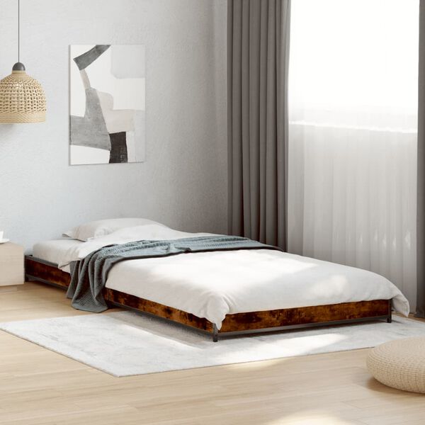 vidaXL Cadre de lit sans matelas ch&ecirc;ne fum&eacute; 90x190 cm