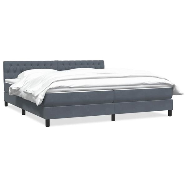 vidaXL Sommier &agrave; lattes de lit et matelas gris fonc&eacute; 180x210cm velours