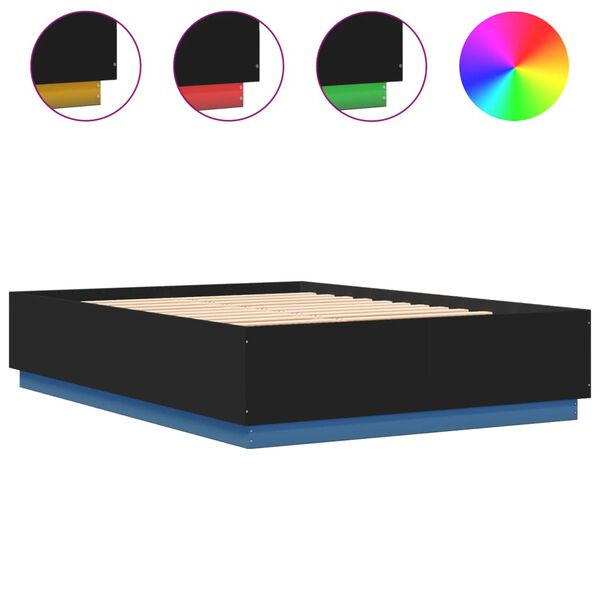 vidaXL Cadre de lit avec LED sans matelas noir 140x200 cm