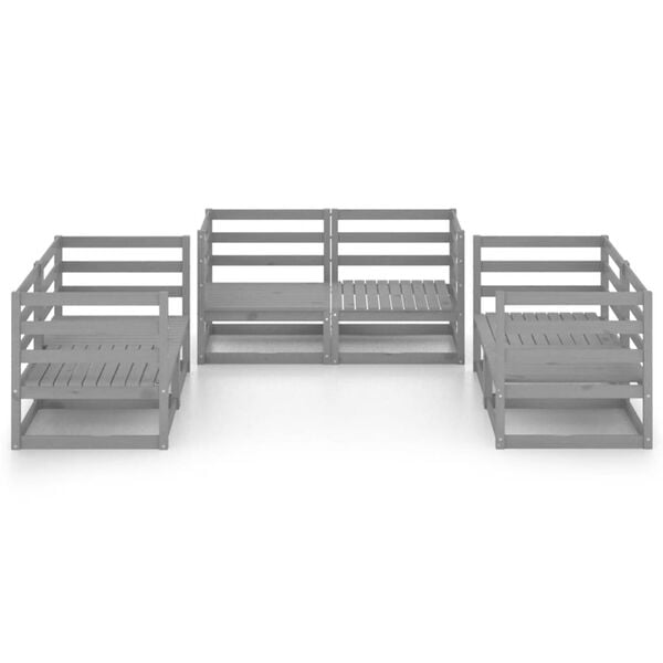 vidaXL Salon de jardin 6 pcs Gris Bois de pin massif