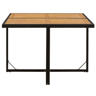 vidaXL Table de jardin Noir 109x107x74 cm Résine tressée bois massif