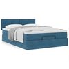 vidaXL Cadre de lit ottoman avec matelas bleu fonc&eacute; 140x200 cm velours