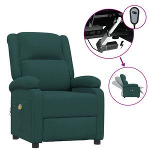 vidaXL Fauteuil &eacute;lectrique de massage Vert fonc&eacute; Tissu
