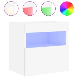 vidaXL Meuble TV mural avec lumi&egrave;res LED blanc 40x30x40 cm