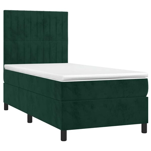 vidaXL Sommier &agrave; lattes de lit matelas LED Vert fonc&eacute; 90x190cm Velours