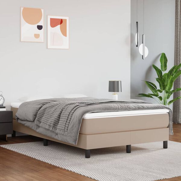 vidaXL Sommier &agrave; lattes de lit matelas cappuccino 120x190cm similicuir