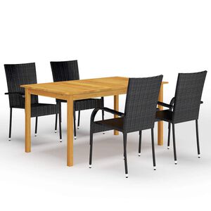 vidaXL Ensemble &agrave; manger de jardin 5 pcs Noir