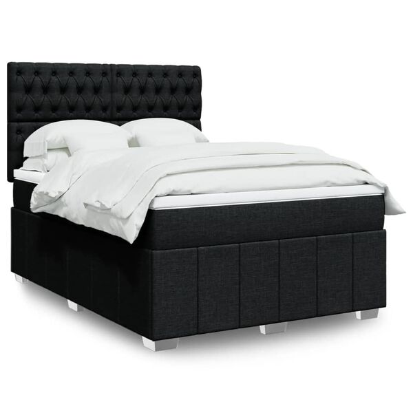 vidaXL Sommier &agrave; lattes de lit avec matelas Noir 160x200 cm Tissu