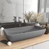 vidaXL Lavabo de luxe rectangulaire Gris clair mat 71x38 cm C&eacute;ramique