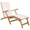 vidaXL Chaise de jardin pliante avec coussin Blanc Bois de teck massif