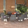 vidaXL Ensemble &agrave; manger de jardin coussins 7pcs R&eacute;sine tress&eacute;e Gris