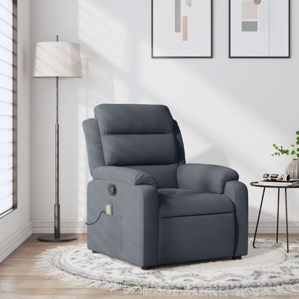 vidaXL Fauteuil inclinable de massage gris foncé velours