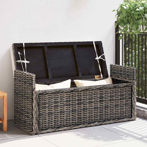 vidaXL Banc de rangement Noir Blanchi 110 x 40 x 50 cm Rotin