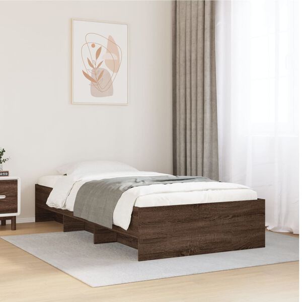 vidaXL Cadre de lit sans matelas ch&ecirc;ne marron 75x190cm bois ing&eacute;nierie