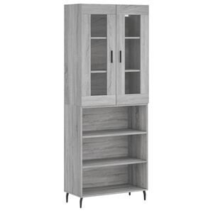 vidaXL Buffet haut Sonoma gris 69,5x34x180 cm Bois d'ing&eacute;nierie
