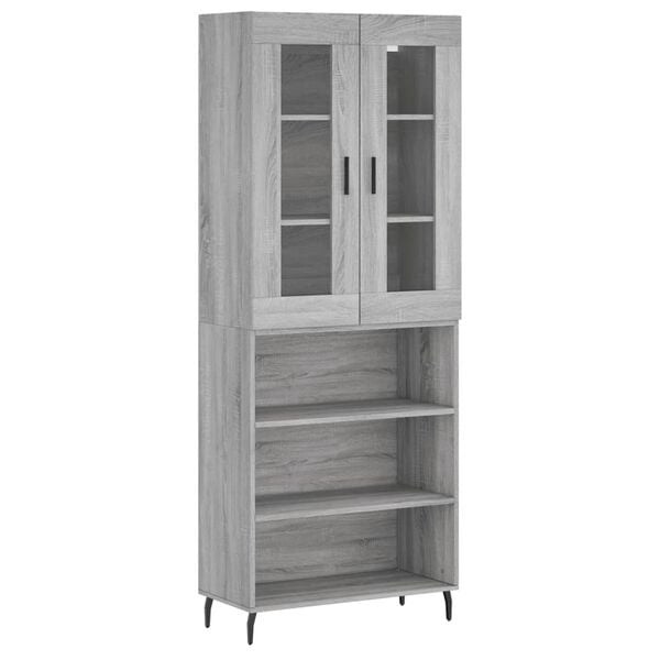 vidaXL Buffet haut Sonoma gris 69,5x34x180 cm Bois d'ing&eacute;nierie