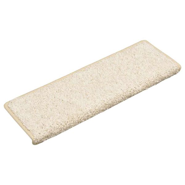 vidaXL Tapis d'escalier 30 pi&egrave;ces 65 x 21 x 4 cm Blanc Bord rectangulaire