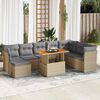 vidaXL Salon de jardin avec coussins 9 pcs beige r&eacute;sine tress&eacute;e