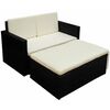 vidaXL Salon de jardin 2 pcs avec coussins R&eacute;sine tress&eacute;e Noir