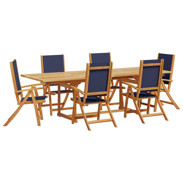 vidaXL Ensemble &agrave; Manger de jardin 7pcs bois d'acacia solide textil&egrave;ne