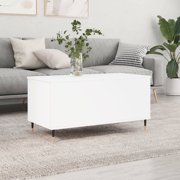 vidaXL Table basse Blanc 90x44,5x45 cm Bois d'ing&eacute;nierie