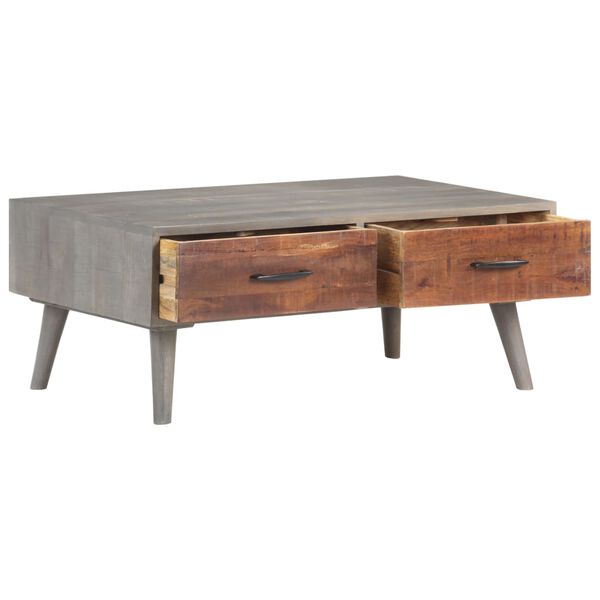 vidaXL Table basse Gris 100x60x40 cm Bois massif de manguier brut