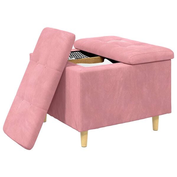 vidaXL Tabouret bouton avec coussin Rose 60 x 60 x 45 cm Velours