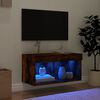 vidaXL Meuble TV avec lumi&egrave;res LED ch&ecirc;ne fum&eacute; 60x30x30 cm