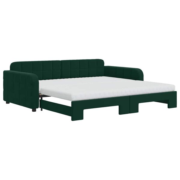 vidaXL Lit de jour et gigogne et matelas vert fonc&eacute; 100x200 cm velours