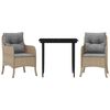 vidaXL Ensemble &agrave; manger de jardin et coussins 3 pcs Beige poly rotin