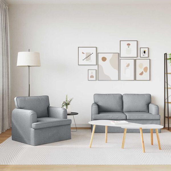 vidaXL Canap&eacute; 2 pcs Gris clair