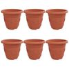 vidaXL Pot &agrave; fleurs rond 6 pcs Rouge brique &Oslash; 26 x 21,5 cm Plastique