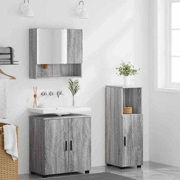 vidaXL Ensemble de mobilier de salle de bain 3 pcs Gris Sonoma