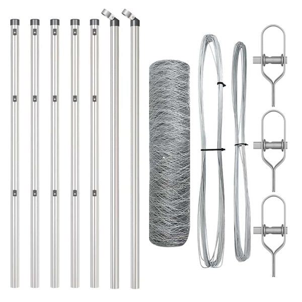 vidaXL Poteau de cl&ocirc;ture. Argent&eacute; 10 x 0,5 m (maille de 50 mm) Acier