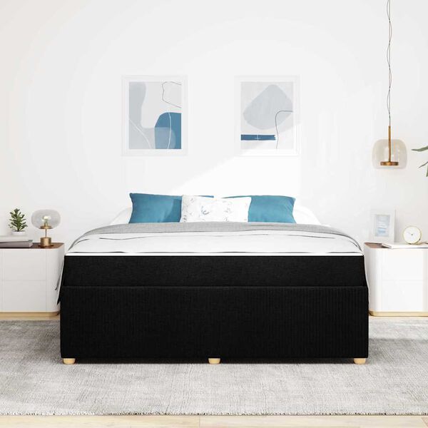 vidaXL Cadre de lit avec matelas Noir 180 x 200 cm tissu