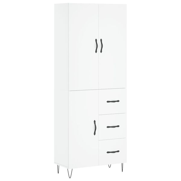 vidaXL Buffet haut Blanc 69,5x34x180 cm Bois d'ing&eacute;nierie