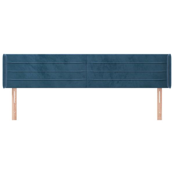 vidaXL T&ecirc;te de lit avec oreilles Bleu fonc&eacute; 183x16x78/88 cm Velours